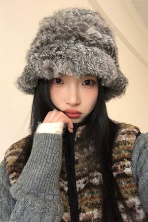 Plush Oversized Knitted Wool Bucket Hat for Women - Thickened Fisherman's Hat, Ear-Protecting, Warm for Autumn & Winter