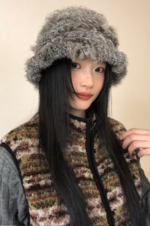 Plush Oversized Knitted Wool Bucket Hat for Women - Thickened Fisherman's Hat, Ear-Protecting, Warm for Autumn & Winter