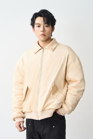 Plush Quilted MA1 Padded Jacket Coat with Stand Collar - Clean Fit, Trendy Outerwear for Y2K and Korean Style Fashion