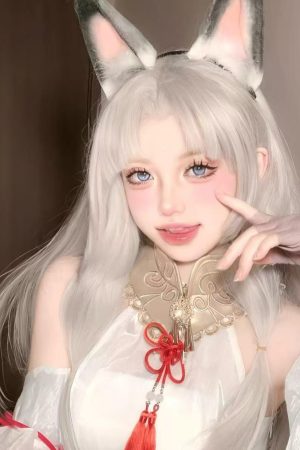 Plush Rabbit Ear Headband - Realistic 2D Animal Ears, Japanese Lolita JK Hair Accessory, Cute Christmas Headwear for Y2K Style