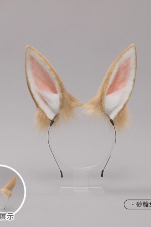 Plush Rabbit Ear Headband - Realistic 2D Animal Ears, Japanese Lolita JK Hair Accessory, Cute Christmas Headwear for Y2K Style