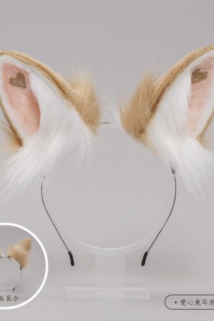 Plush Rabbit Ear Headband - Realistic 2D Animal Ears, Japanese Lolita JK Hair Accessory, Cute Christmas Headwear for Y2K Style