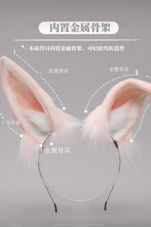 Plush Rabbit Ear Headband - Realistic 2D Animal Ears, Japanese Lolita JK Hair Accessory, Cute Christmas Headwear for Y2K Style