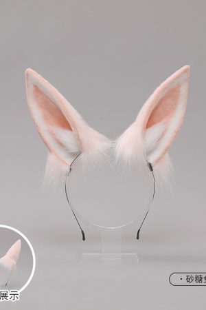 Plush Rabbit Ear Headband - Realistic 2D Animal Ears, Japanese Lolita JK Hair Accessory, Cute Christmas Headwear for Y2K Style