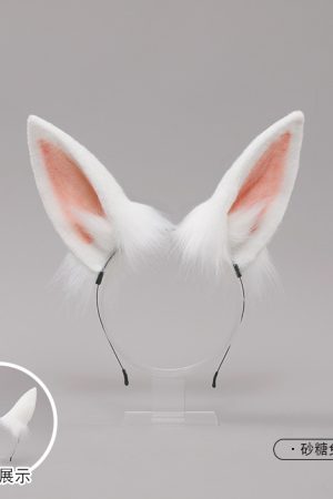 Plush Rabbit Ear Headband - Realistic 2D Animal Ears, Japanese Lolita JK Hair Accessory, Cute Christmas Headwear for Y2K Style