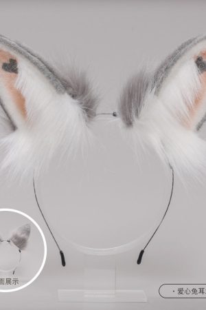 Plush Rabbit Ear Headband - Realistic 2D Animal Ears, Japanese Lolita JK Hair Accessory, Cute Christmas Headwear for Y2K Style