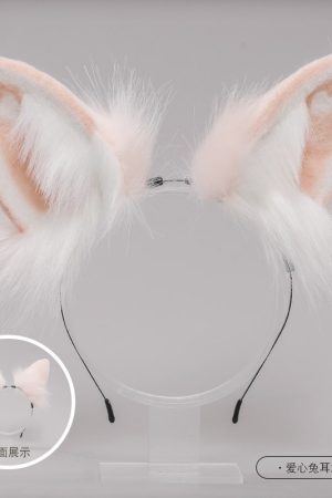 Plush Rabbit Ear Headband - Realistic 2D Animal Ears, Japanese Lolita JK Hair Accessory, Cute Christmas Headwear for Y2K Style