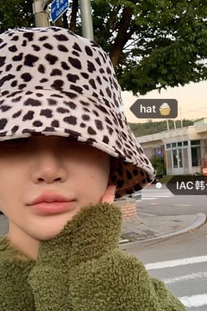 Plush Retro Leopard Print Bucket Hat - Fisherman Style, Autumn/Winter Fashion, Korean Style, 90s Inspired, Trendy Accessory