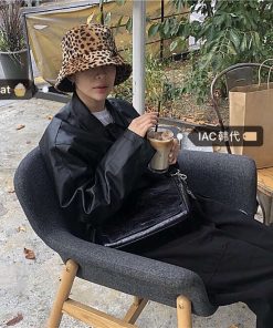 Plush Retro Leopard Print Bucket Hat - Fisherman Style, Autumn/Winter Fashion, Korean Style, 90s Inspired, Trendy Accessory