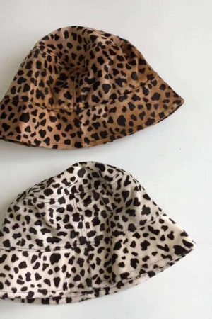 Plush Retro Leopard Print Bucket Hat - Fisherman Style, Autumn/Winter Fashion, Korean Style, 90s Inspired, Trendy Accessory