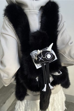 Plush Y2K Double Shoulder Bag Fluffy Mini Backpack for Women - Quirky Autumn Winter Design