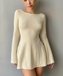 Polka Dot Swimsuit Vintage, Fashion Aesthetics Types - Backless Mini Dress