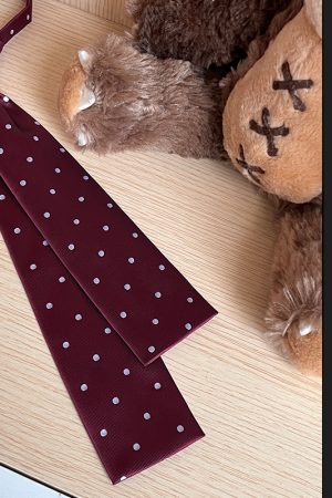Polka Dot Tie Square Cut Pudding Bear JK Accessories 2025 New Korean Style School Supply Fashion Item