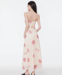 Popular Girl Style, Tops Ideas Aesthetic - Floral Mesh Spaghetti Strap Maxi Dress