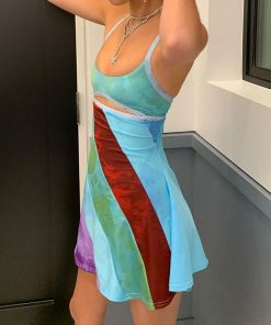 Pose Ideas Outfit, Outfit Ideas For 2029 - Striped Patch Satin Mini Dress