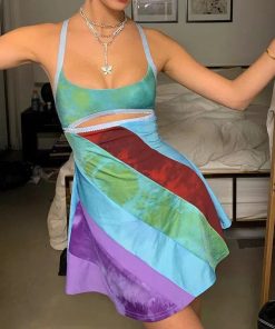 Pose Ideas Outfit, Outfit Ideas For 2029 - Striped Patch Satin Mini Dress