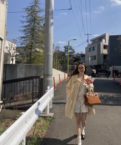 Princess Diary Holiday Edition Banana Milk Soft Cute Long Trench Coat - Korean Style Fashion Outerwear