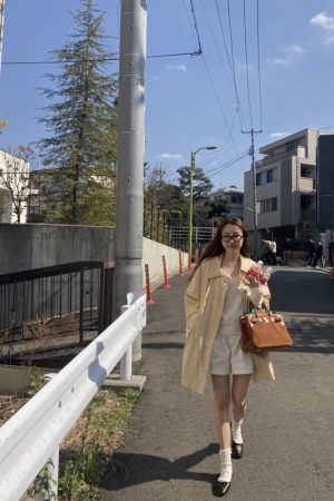Princess Diary Holiday Edition Banana Milk Soft Cute Long Trench Coat - Korean Style Fashion Outerwear
