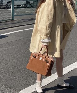 Princess Diary Holiday Edition Banana Milk Soft Cute Long Trench Coat - Korean Style Fashion Outerwear
