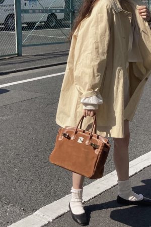 Princess Diary Holiday Edition Banana Milk Soft Cute Long Trench Coat - Korean Style Fashion Outerwear