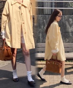 Princess Diary Holiday Edition Banana Milk Soft Cute Long Trench Coat - Korean Style Fashion Outerwear