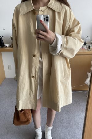 Princess Diary Holiday Edition Banana Milk Soft Cute Long Trench Coat - Korean Style Fashion Outerwear