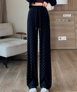 Print T Shirt Outfit, Downtown Outfits School - Y2K Checkered Sweatpants