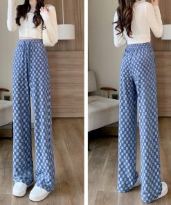 Print T Shirt Outfit, Downtown Outfits School - Y2K Checkered Sweatpants