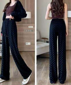 Print T Shirt Outfit, Downtown Outfits School - Y2K Checkered Sweatpants