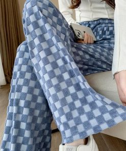 Print T Shirt Outfit, Downtown Outfits School - Y2K Checkered Sweatpants