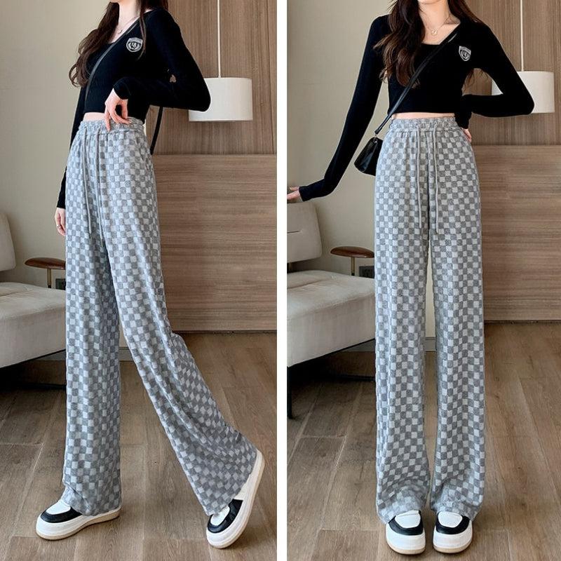 Print T Shirt Outfit, Downtown Outfits School - Y2K Checkered Sweatpants Print T Shirt Outfit, Downtown Outfits School - Y2K Checkered Sweatpants