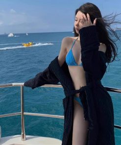 Printed Tie-Up Bikini Swimsuit for Women, Sexy Holiday Swimwear for Small Chest, Internet Celebrity Inspired Style