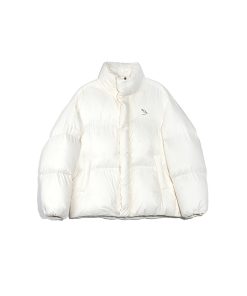 Puffed Down Jacket with Roaring Beast Logo, 90s Inspired Outerwear, Trendy Winter Coat for Street Style and Urban Fashion