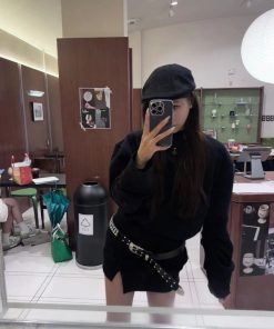 Pumpkin American-Style Spicy Girl Faux Two-Piece Fleece Sweatshirt Dress with Slit Design - Casual Fall Fashion