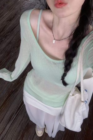 Pumpkin Chiang Mai Rainy Season Sexy Back Long Sleeve Sun Protection T-Shirt Women's Two-Piece Set
