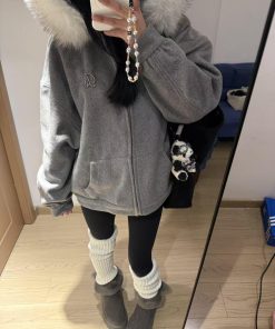 Pumpkin High-End Woolen Coat for Women with Heavy Fur Collar, Hooded Slim-Fit Cardigan Jacket, Trendy Outerwear