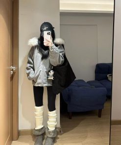 Pumpkin High-End Woolen Coat for Women with Heavy Fur Collar, Hooded Slim-Fit Cardigan Jacket, Trendy Outerwear