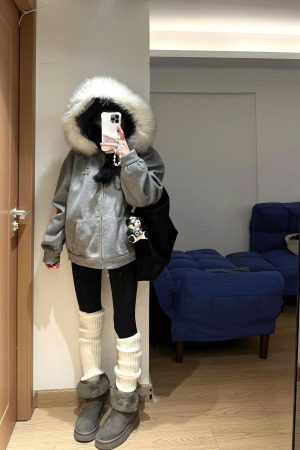 Pumpkin High-End Woolen Coat for Women with Heavy Fur Collar, Hooded Slim-Fit Cardigan Jacket, Trendy Outerwear