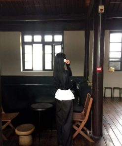 Pumpkin Hollowed-Out Round Neck Slim Fit Knitted Base Layer Top for Women - Two-Sided Layered Style for Autumn Winter 2025