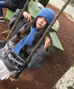 Pumpkin Korean Style Bow Tie Knitted Wool Cardigan for Women, Relaxed Fit, Toggle Button, Color-Blocked Sweater Coat