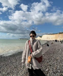 Pumpkin Korean Style Loose High-Neck Toggle Thick Knitted Cardigan Sweater for Women - Autumn Winter Fashion Essential