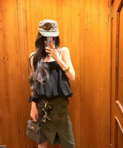 Pumpkin Korean Style Retro Sleeveless Spicy Girl Strapless Top – Loose Fit Women's Fashion