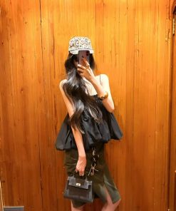 Pumpkin Korean Style Retro Sleeveless Spicy Girl Strapless Top – Loose Fit Women's Fashion