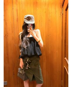 Pumpkin Korean Style Retro Sleeveless Spicy Girl Strapless Top â€“ Loose Fit Women's Fashion