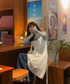 Pumpkin Lace Hollow Out Camisole Dress with Drawstring and Lace Skirt, Women's Layering Piece, Y2K Fashion Outerwear