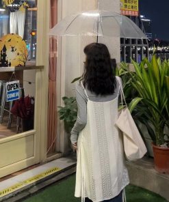 Pumpkin Lace Hollow Out Camisole Dress with Drawstring and Lace Skirt, Women's Layering Piece, Y2K Fashion Outerwear