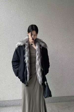 Pumpkin Oversized Fur-Lined High Collar Parka Jacket - American High Street Style