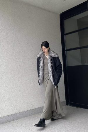 Pumpkin Oversized Fur-Lined High Collar Parka Jacket - American High Street Style