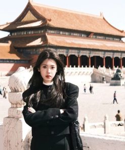 Pumpkin Wealthy Heiress Woolen Coat and Slimming Top Fashion Set - High-End Quality Stylish Outfit for Fall and Winter