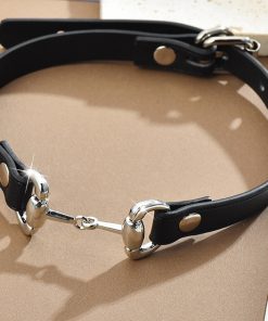 Punk Horseshoe Buckle Choker Necklace for Women - Trendy Whale Tang Design Chain Accessory for Sweet Cool Girls Daily Wear